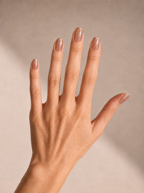 Champagne Glitter UV gel nail strips by Noux