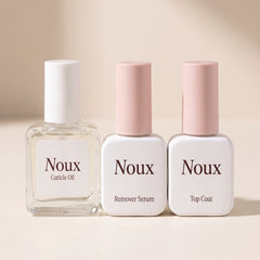 Noux cuticle oil, remover serum and top coat